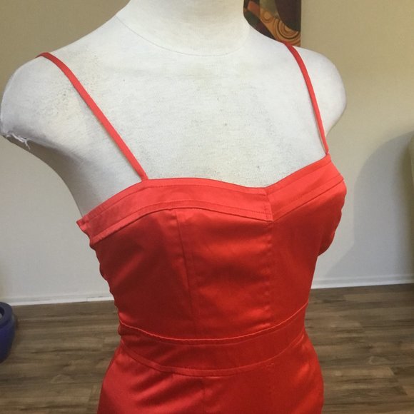 FOREVER 21 Pencil Short Mini Dress Beaded Stretchy Spaghetti Strap Petite Red SP - Picture 6 of 9